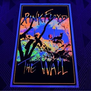 Rare PINK FLOYD THE WALL Meadow Blacklight Velvet on Paper Poster #1895 2009